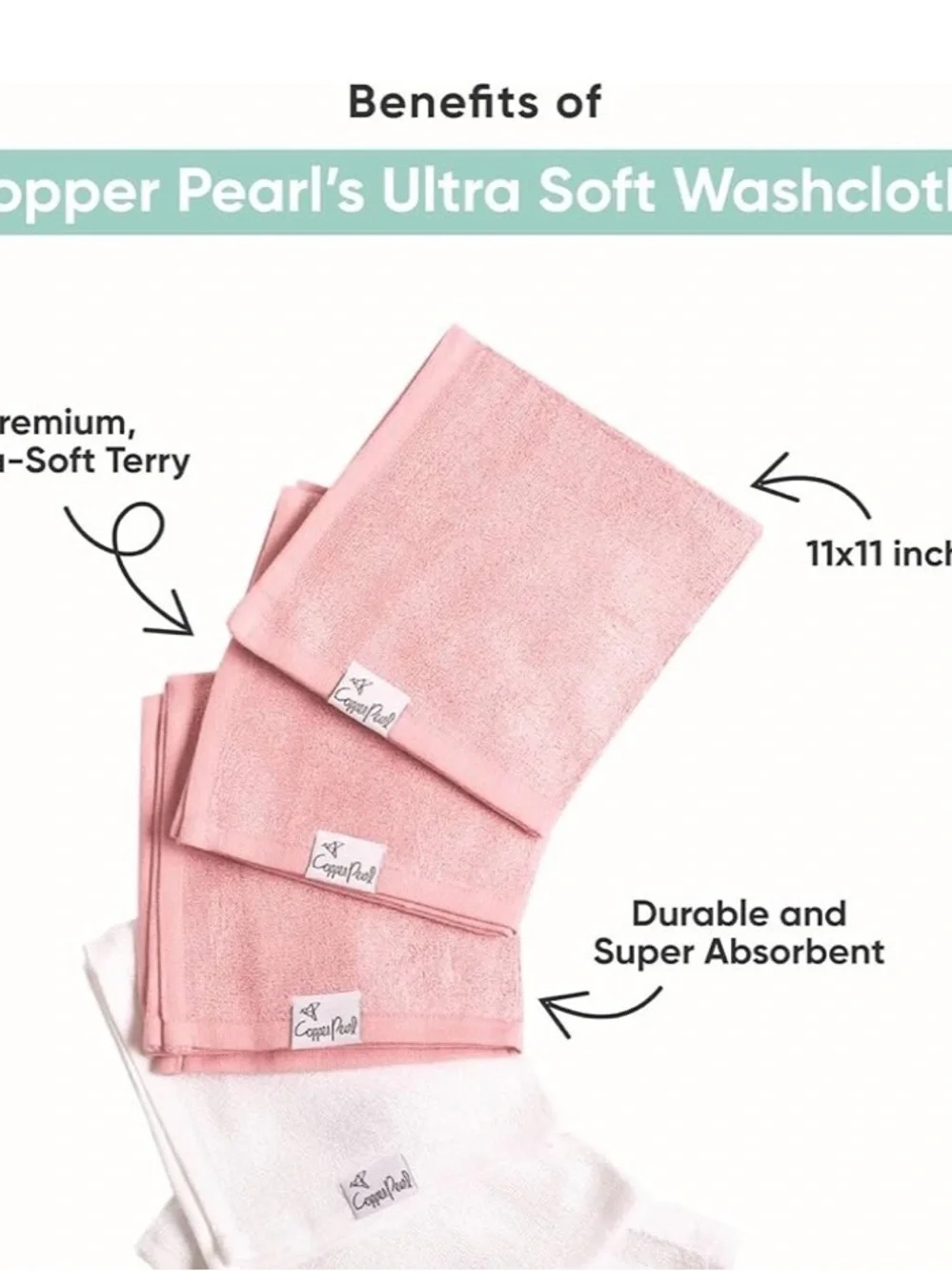 Copper Pearl Kids Washcloth Set - Pink & White